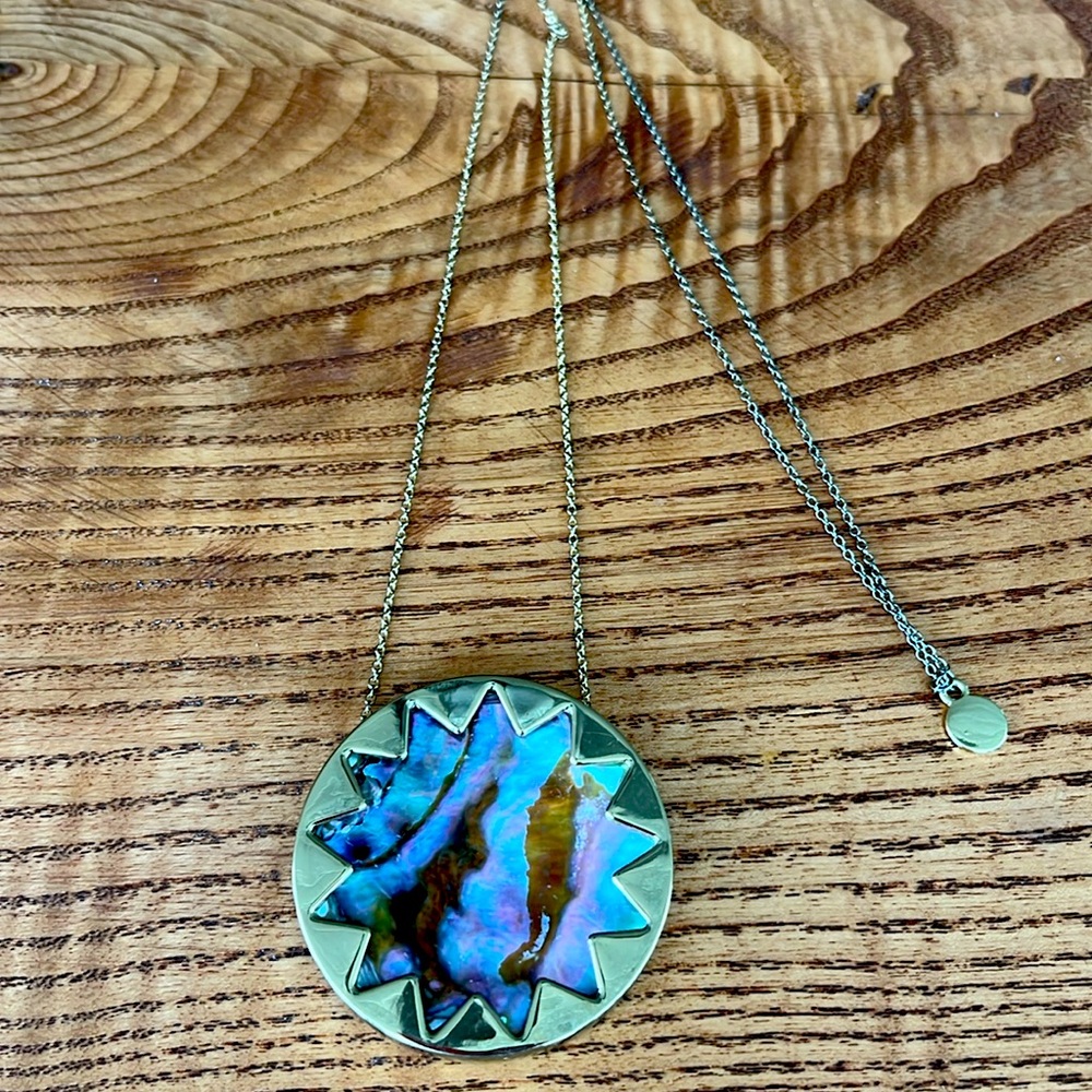 Anthropologie, necklace, gold with mother of pearl inlay